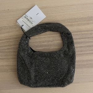 NWT Kara Gray Mini Crystal Mesh Armpit Bag